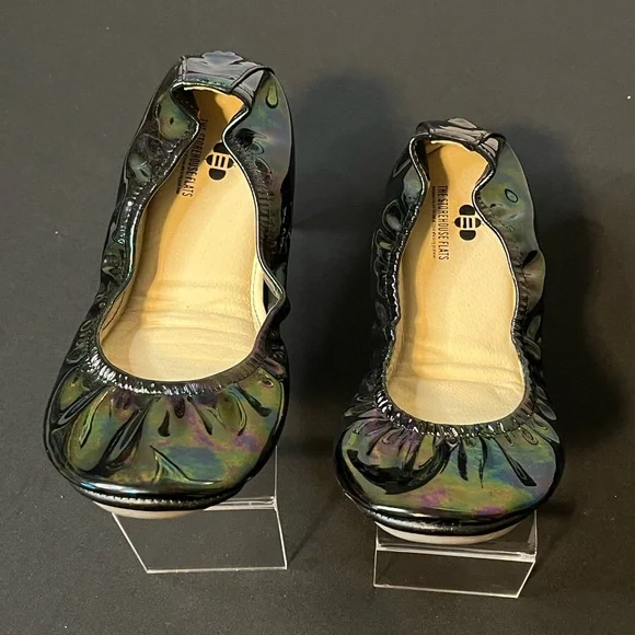 Women's Black Oil Slick Ballet flats, Storehouse, size 11. New - Picture 4 of 6